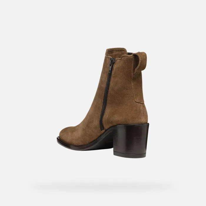 Woman Geox Ankle Boots FARNIA WOMAN Mud Medium Heel Ankle Boots Mud