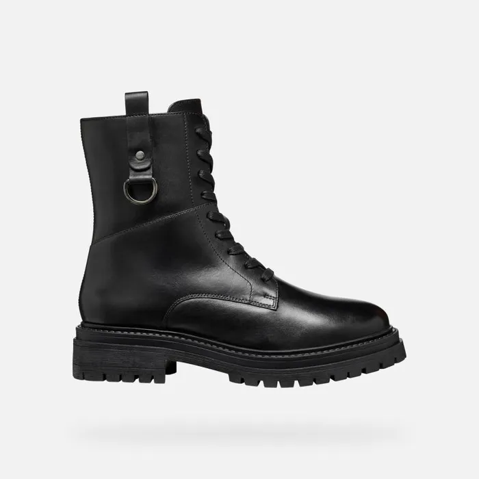 Woman Geox Ankle Boots IRIDEA WOMAN Black Combat Boots Black