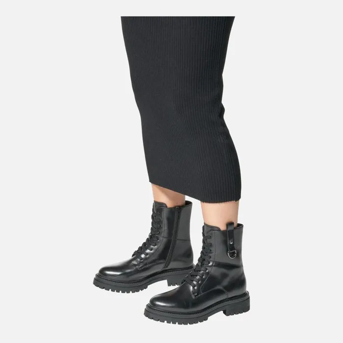 Woman Geox Ankle Boots IRIDEA WOMAN Black Combat Boots Black