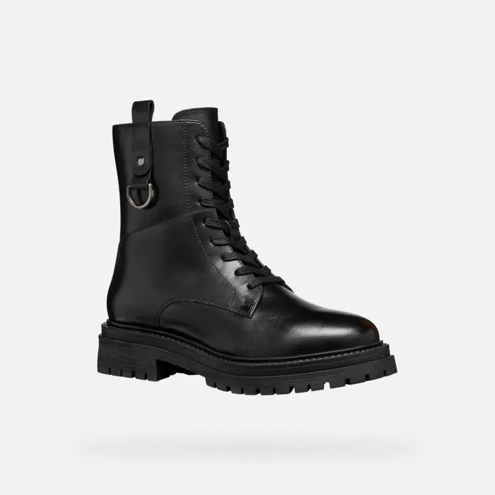 Woman Geox Ankle Boots IRIDEA WOMAN Black Combat Boots Black