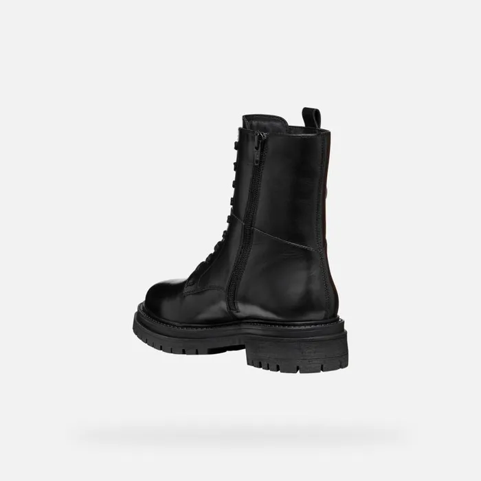 Woman Geox Ankle Boots IRIDEA WOMAN Black Combat Boots Black