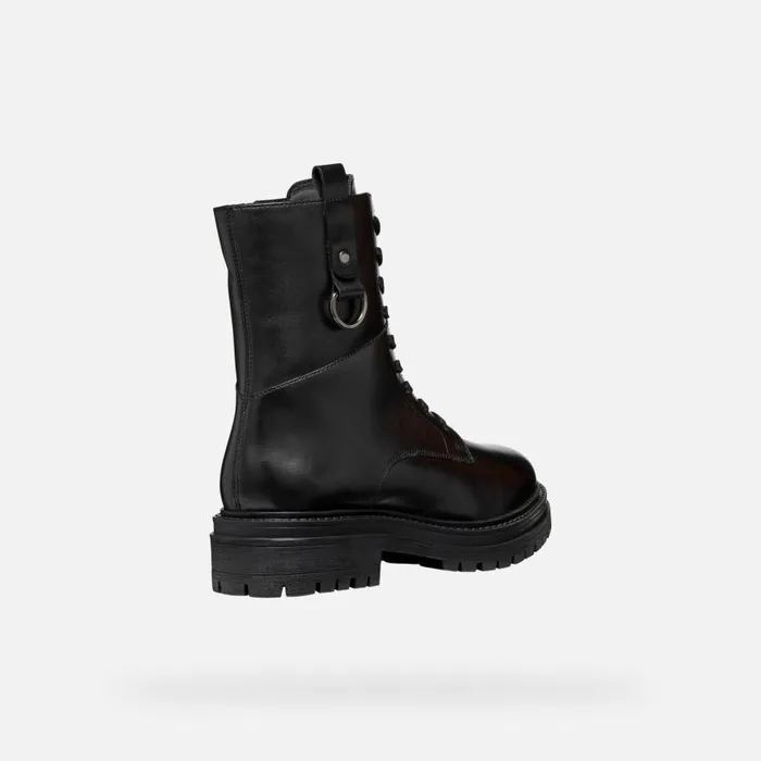 Woman Geox Ankle Boots IRIDEA WOMAN Black Combat Boots Black