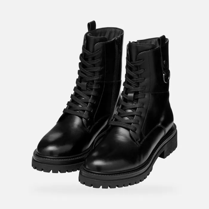 Woman Geox Ankle Boots IRIDEA WOMAN Black Combat Boots Black