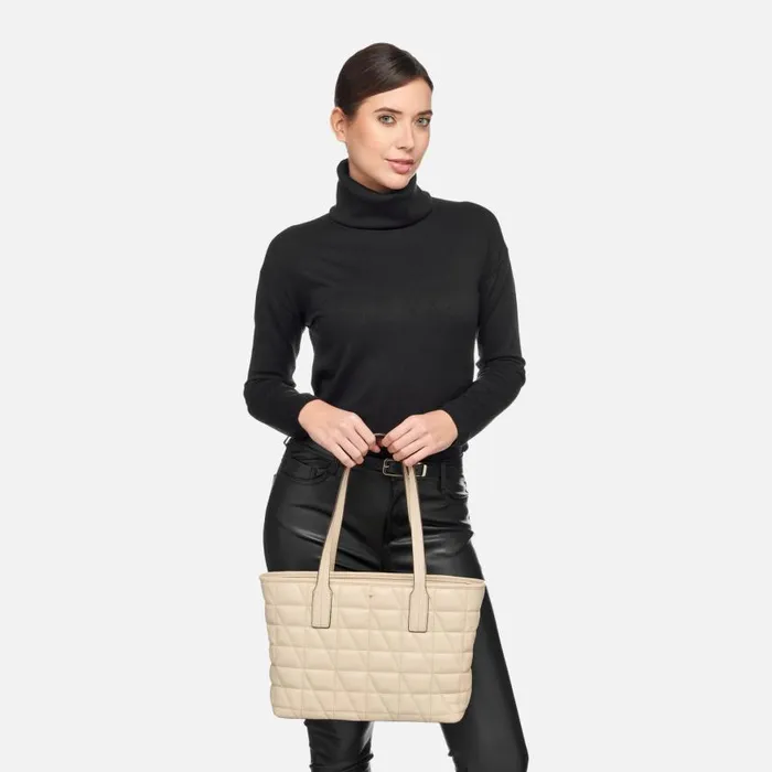 Woman Geox Bags GARDREN M WOMAN Off White Shoulder Bag Off White