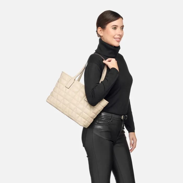 Woman Geox Bags GARDREN M WOMAN Off White Shoulder Bag Off White