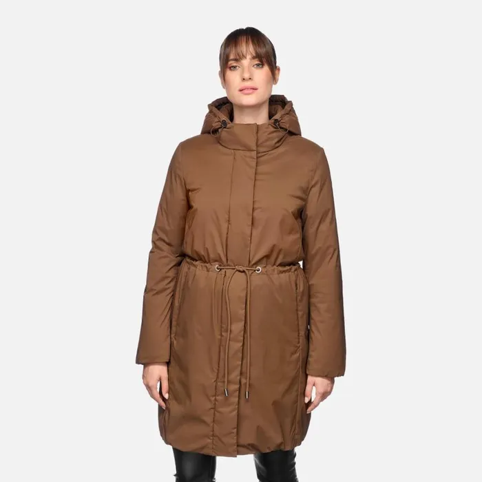 Woman Geox Down Jackets ELEANA WOMAN Partridge Fulllength Quilted Coat Partridge