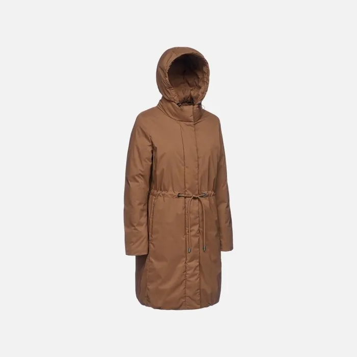 Woman Geox Down Jackets ELEANA WOMAN Partridge Fulllength Quilted Coat Partridge