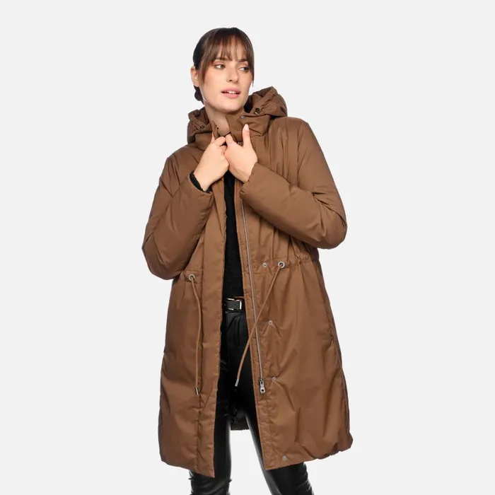 Woman Geox Down Jackets ELEANA WOMAN Partridge Fulllength Quilted Coat Partridge