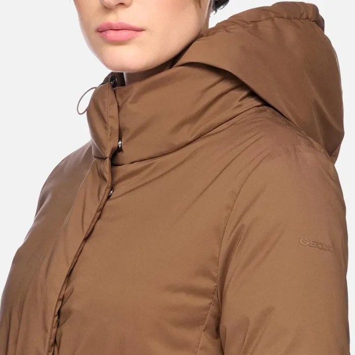 Woman Geox Down Jackets ELEANA WOMAN Partridge Fulllength Quilted Coat Partridge