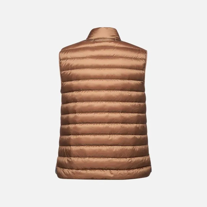 Woman Geox Down Jackets JAYSEN WOMAN Partridge Sleeveless Down Jacket Partridge