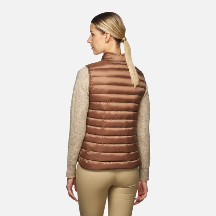 Woman Geox Down Jackets JAYSEN WOMAN Partridge Sleeveless Down Jacket Partridge
