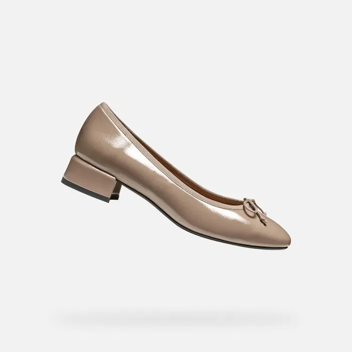 Woman Geox Heels FLORETIA WOMAN Taupe Heeled Ballet Flats Taupe