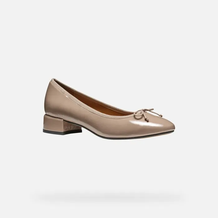 Woman Geox Heels FLORETIA WOMAN Taupe Heeled Ballet Flats Taupe