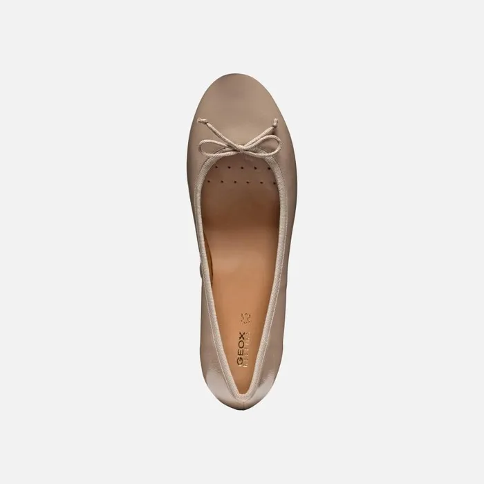 Woman Geox Heels FLORETIA WOMAN Taupe Heeled Ballet Flats Taupe
