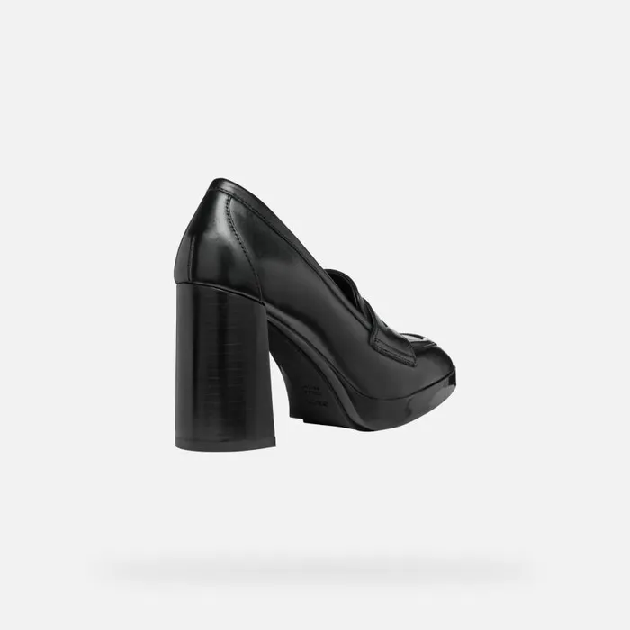 Woman Geox Heels TEULADA WOMAN Black Heeled Loafers Black