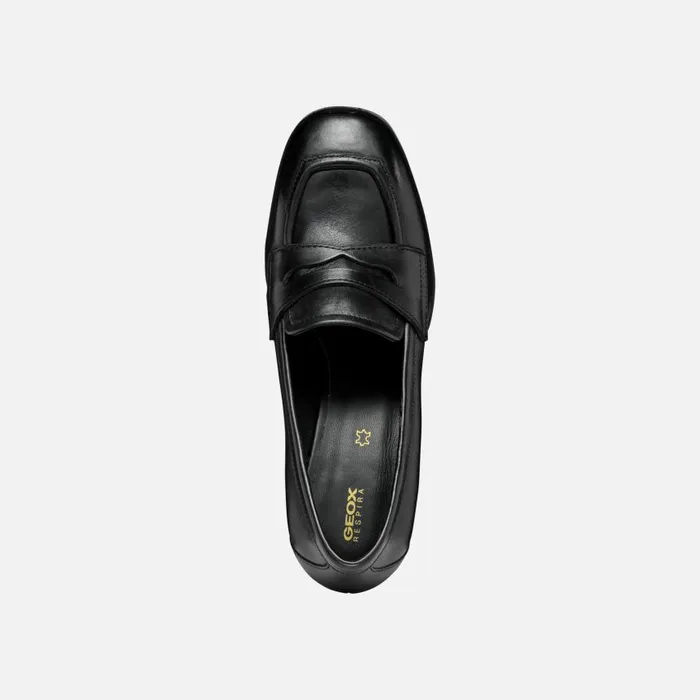 Woman Geox Heels TEULADA WOMAN Black Heeled Loafers Black
