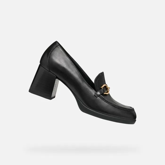 Woman Geox Heels WALK PLEASURE 55 WOMAN Black Heeled Loafers Black