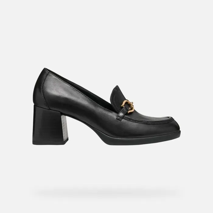 Woman Geox Heels WALK PLEASURE 55 WOMAN Black Heeled Loafers Black