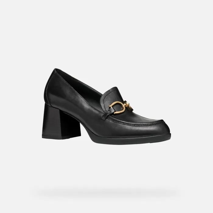 Woman Geox Heels WALK PLEASURE 55 WOMAN Black Heeled Loafers Black