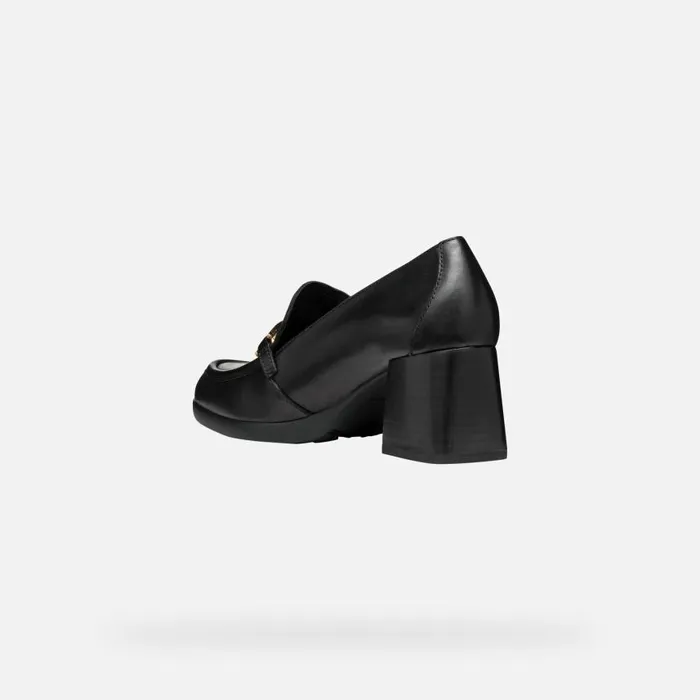 Woman Geox Heels WALK PLEASURE 55 WOMAN Black Heeled Loafers Black