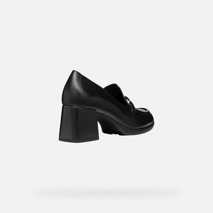 Woman Geox Heels WALK PLEASURE 55 WOMAN Black Heeled Loafers Black