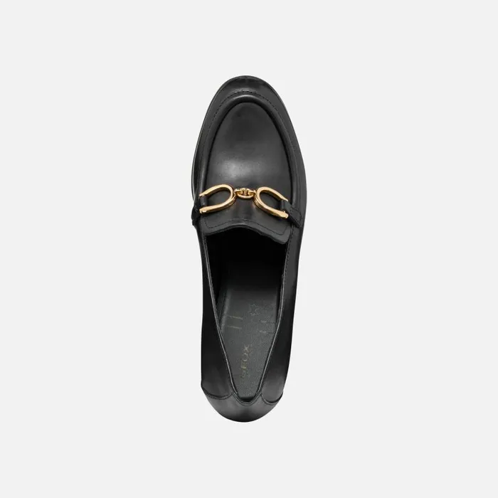 Woman Geox Heels WALK PLEASURE 55 WOMAN Black Heeled Loafers Black
