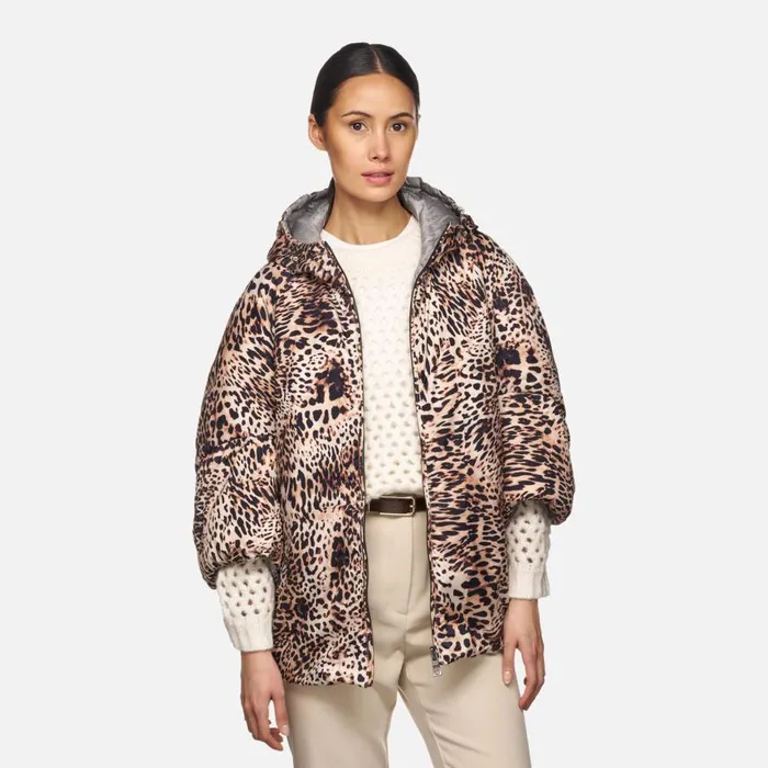 Woman Geox Jackets DIAMOND WOMAN Cold GriffinMacula Reversible Jacket Cold Griffinmacula