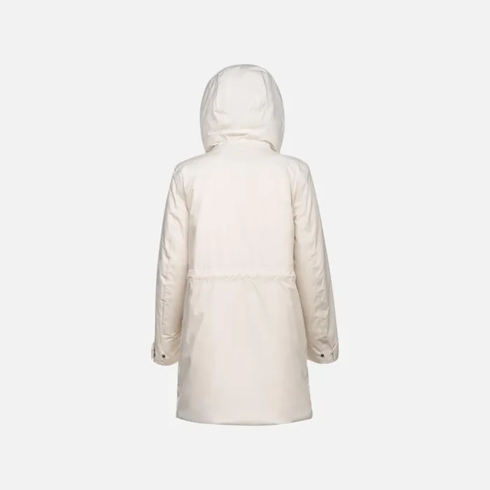 Woman Geox Jackets FELICITY ABX WOMAN Moonbeam Long Parka Moonbeam