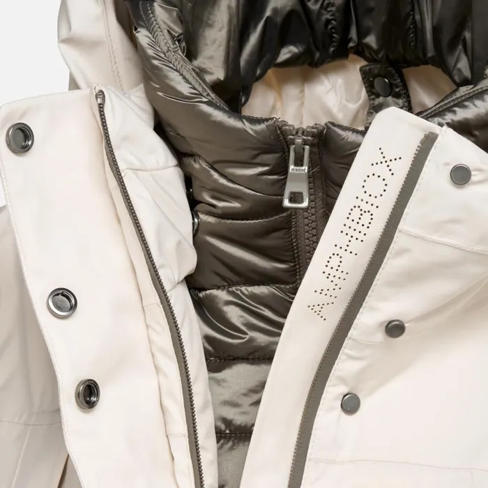 Woman Geox Jackets FELICITY ABX WOMAN Moonbeam Long Parka Moonbeam