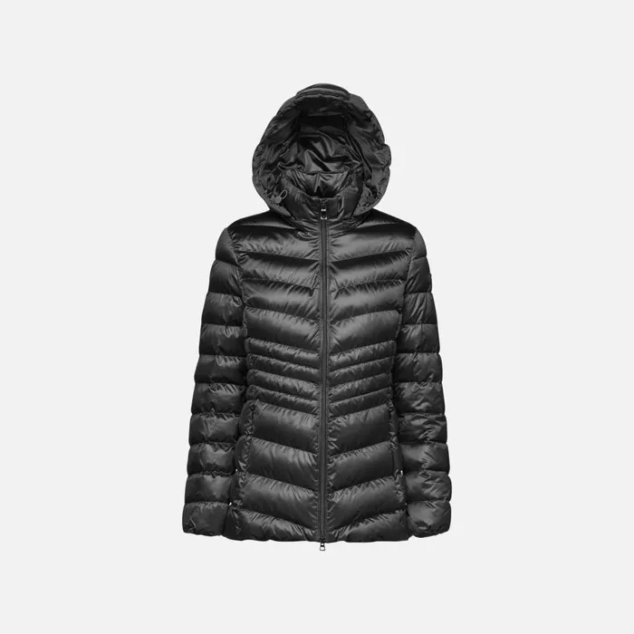 Woman Geox Jackets ZOSMA WOMAN Black Quilted Jacket Black