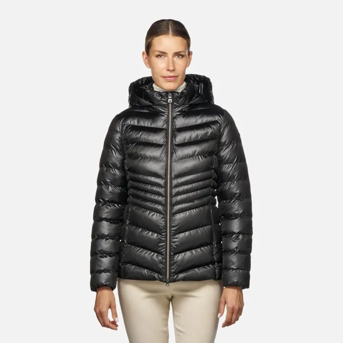 Woman Geox Jackets ZOSMA WOMAN Black Quilted Jacket Black