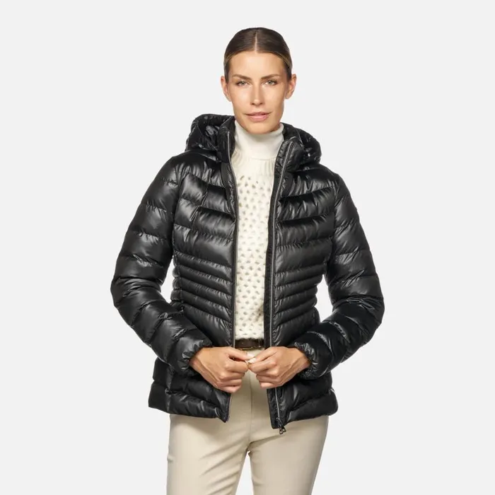 Woman Geox Jackets ZOSMA WOMAN Black Quilted Jacket Black