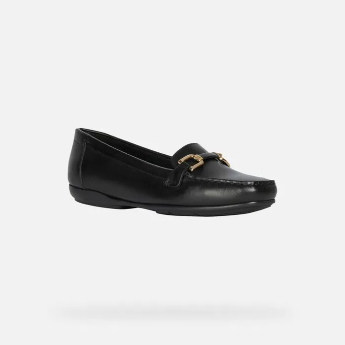 Woman Geox Loafers ANNYTAH MOC Women039s Black Leather Loafers Geox Black