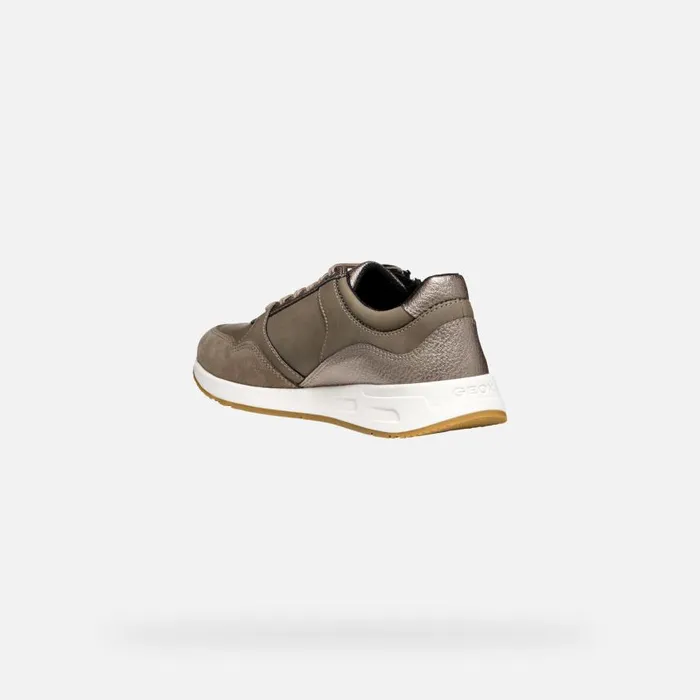 Woman Geox Sneakers BULMYA WOMAN Dove GreyTaupe Low Top Sneakers Dove Greytaupe