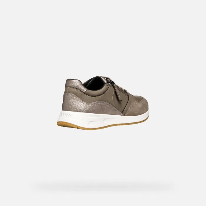 Woman Geox Sneakers BULMYA WOMAN Dove GreyTaupe Low Top Sneakers Dove Greytaupe