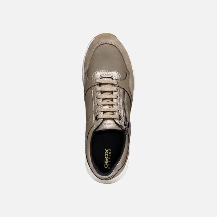 Woman Geox Sneakers BULMYA WOMAN Dove GreyTaupe Low Top Sneakers Dove Greytaupe
