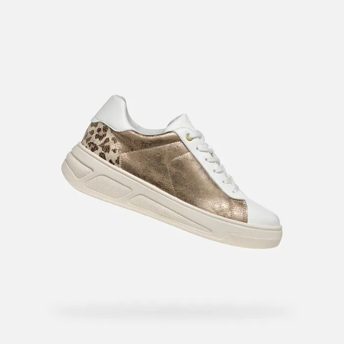 Woman Geox Sneakers LJUBA WOMAN BronzeWhite Low Top Sneakers Bronzewhite
