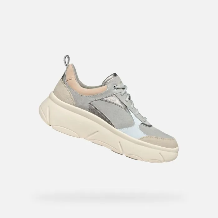 Woman Geox Sneakers NEBULA 20 X WOMAN Dark GreyLight Taupe Low Top Sneakers Dark Greylight Taupe