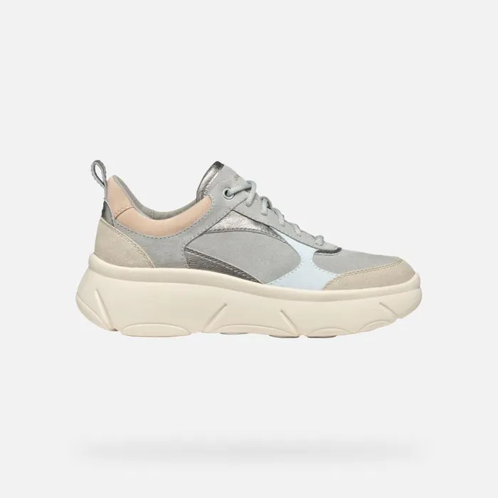 Woman Geox Sneakers NEBULA 20 X WOMAN Dark GreyLight Taupe Low Top Sneakers Dark Greylight Taupe