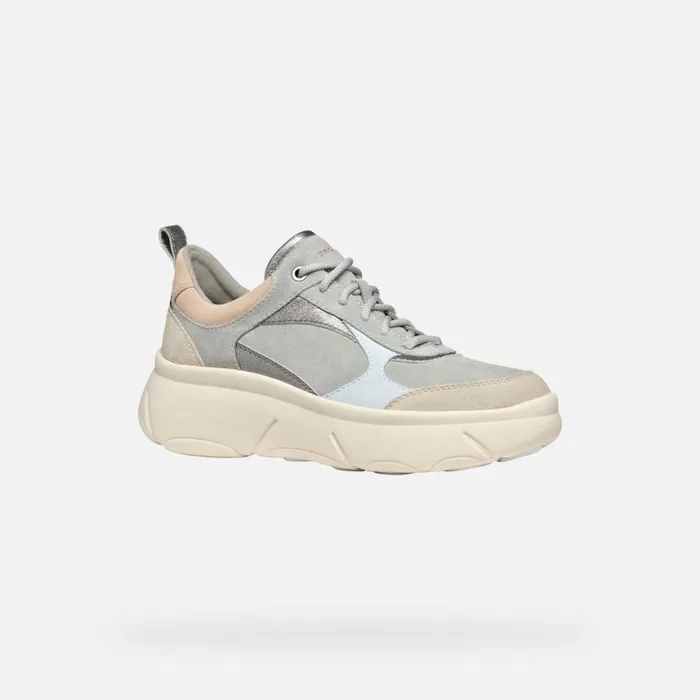 Woman Geox Sneakers NEBULA 20 X WOMAN Dark GreyLight Taupe Low Top Sneakers Dark Greylight Taupe