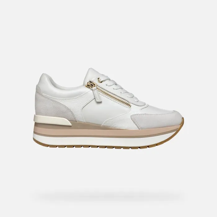 Woman Geox Sneakers NEW KENCY WOMAN WhiteOff White Low Top Sneakers Whiteoff White