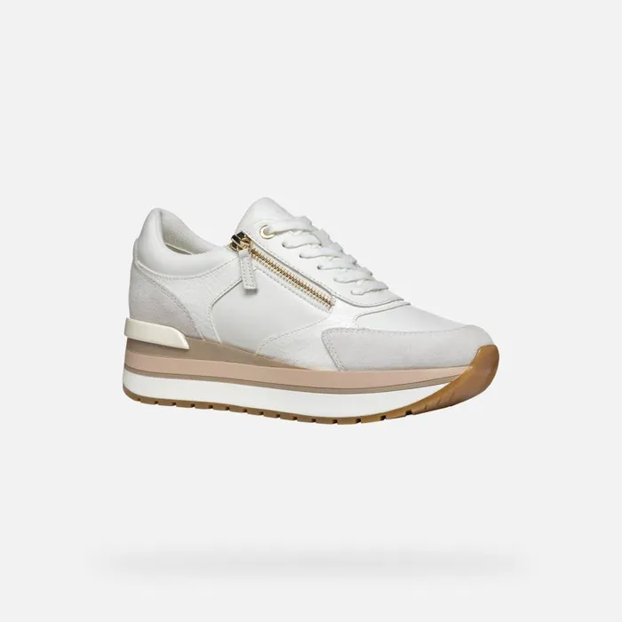 Woman Geox Sneakers NEW KENCY WOMAN WhiteOff White Low Top Sneakers Whiteoff White