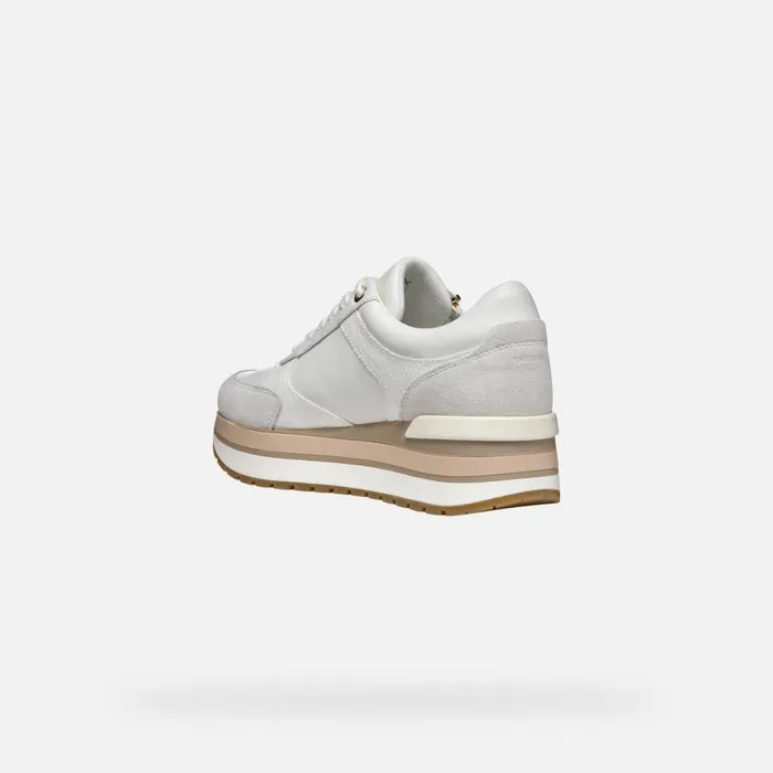 Woman Geox Sneakers NEW KENCY WOMAN WhiteOff White Low Top Sneakers Whiteoff White
