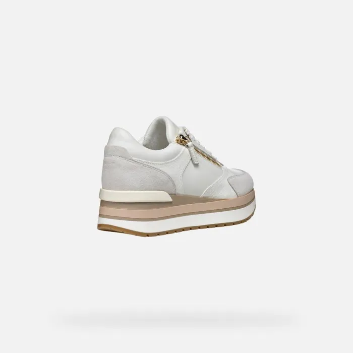 Woman Geox Sneakers NEW KENCY WOMAN WhiteOff White Low Top Sneakers Whiteoff White