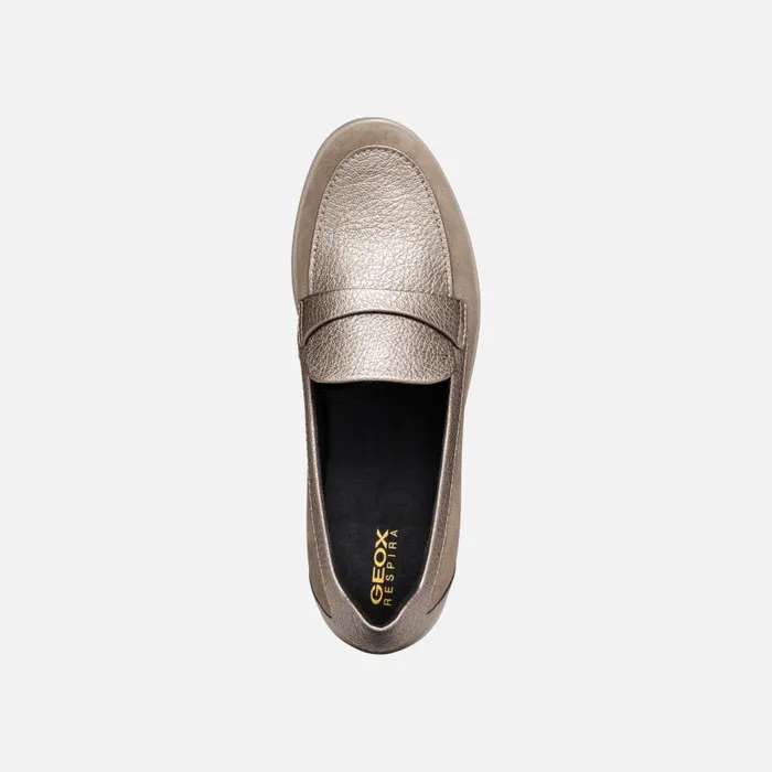 Woman Geox Wedges ILDE WOMAN Taupe Heeled Loafers Taupe