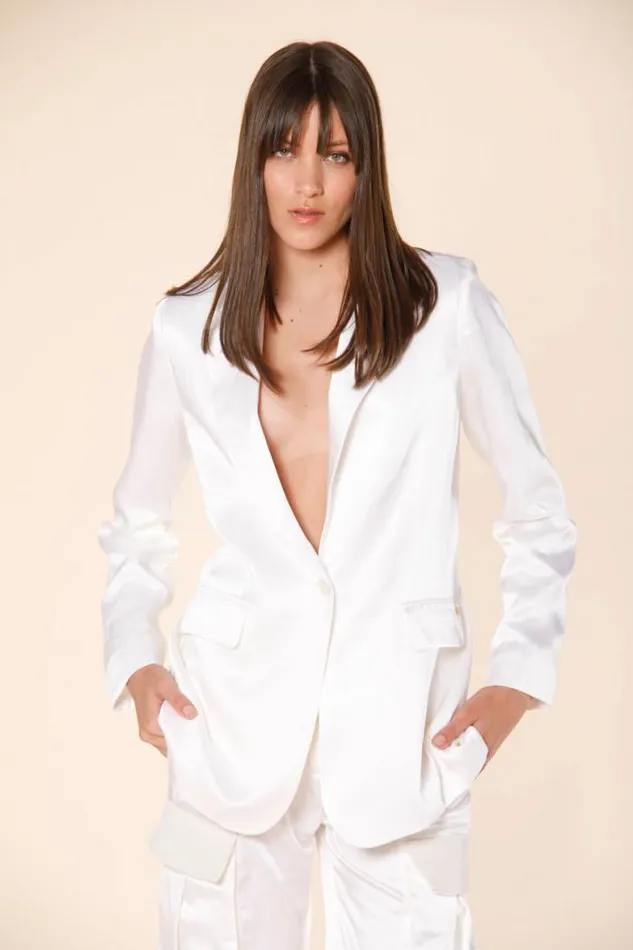 Woman Irene Long Blazer With One Button In Satin Mason039s Blazers