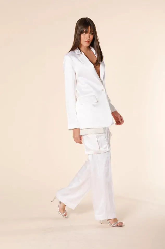 Woman Irene Long Blazer With One Button In Satin Mason039s Blazers