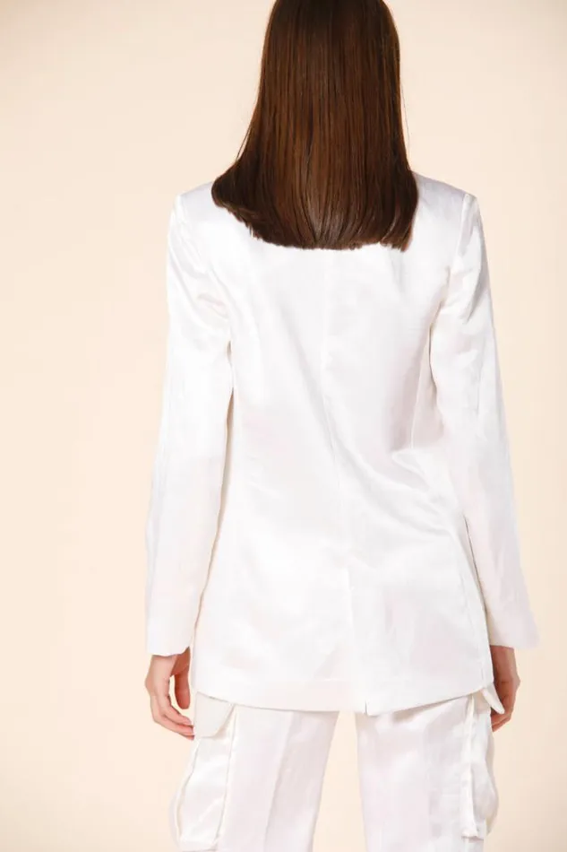 Woman Irene Long Blazer With One Button In Satin Mason039s Blazers