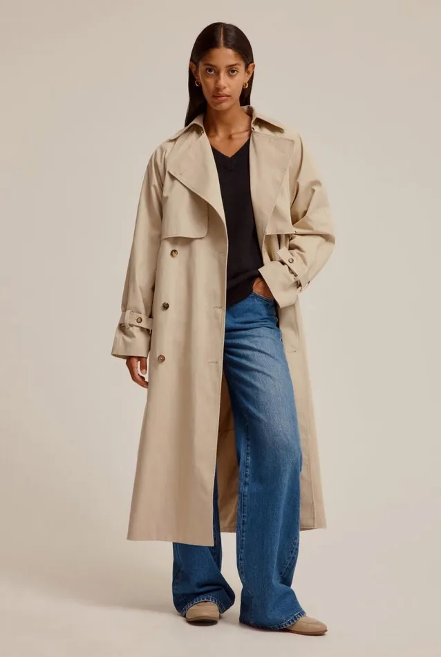 Woman Venroy Blazers and Jackets Oversized Classic Cotton Trench Coat