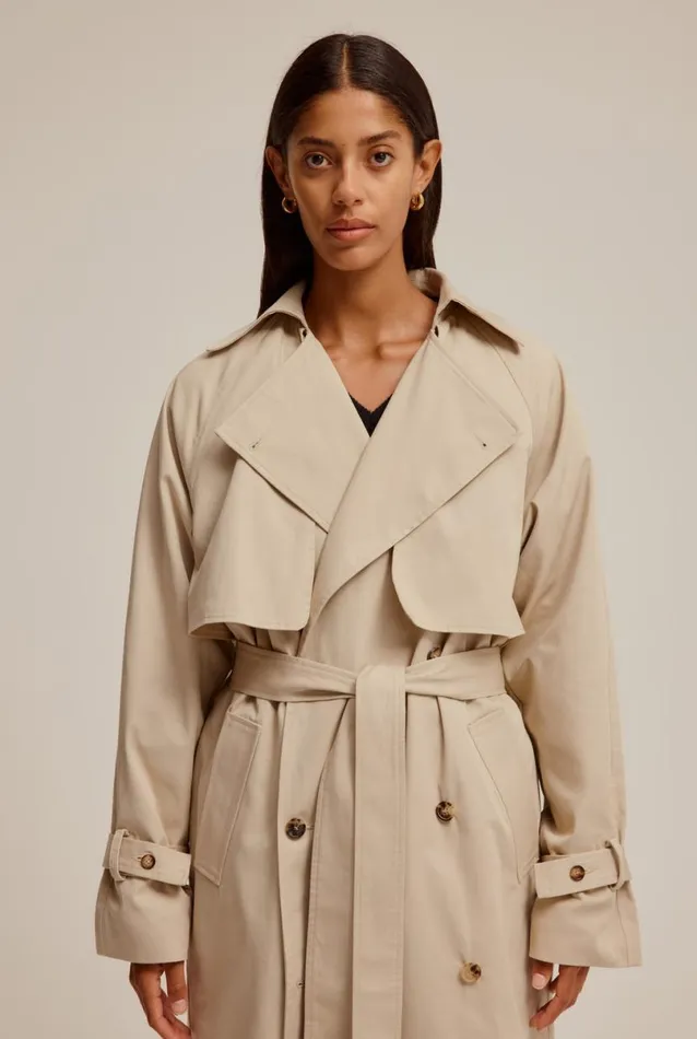 Woman Venroy Blazers and Jackets Oversized Classic Cotton Trench Coat